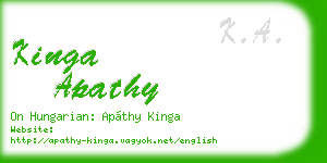 kinga apathy business card